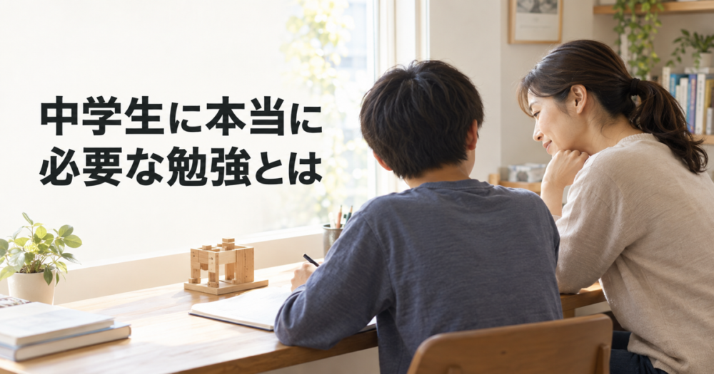 中学生と保護者が家庭の机で学びについて考える記事のアイキャッチ
