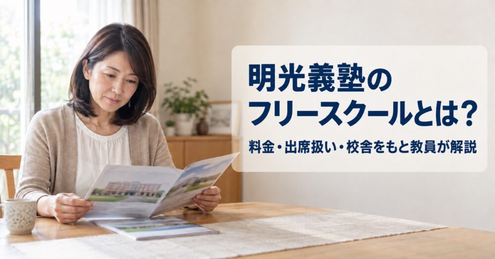 明光義塾のフリースクールの料金・出席扱い・校舎を解説する記事のアイキャッチ